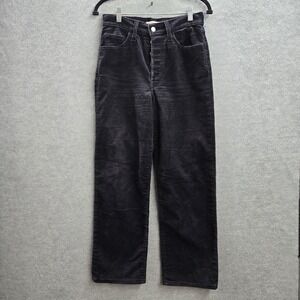 Levi's Ribcage Women Jeans 27X27 Black Ankle Straight Corduroy 27"